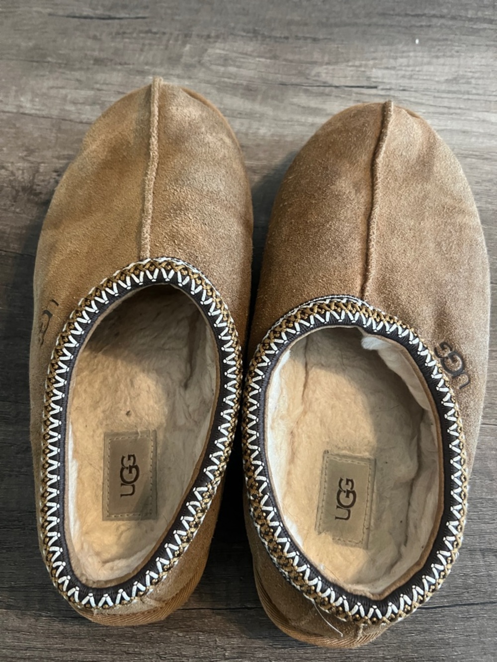 UGG Chestnut Suede Slip-On Shearling Lined Slippers